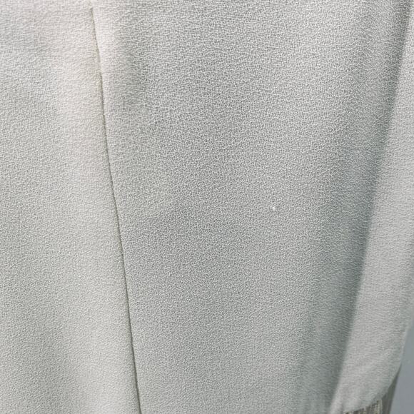 Vintage 80s Fringe Trim Dress Drop Waist Bow Detail Long Sleeves Ivory Womens 10 - Picture 12 of 12